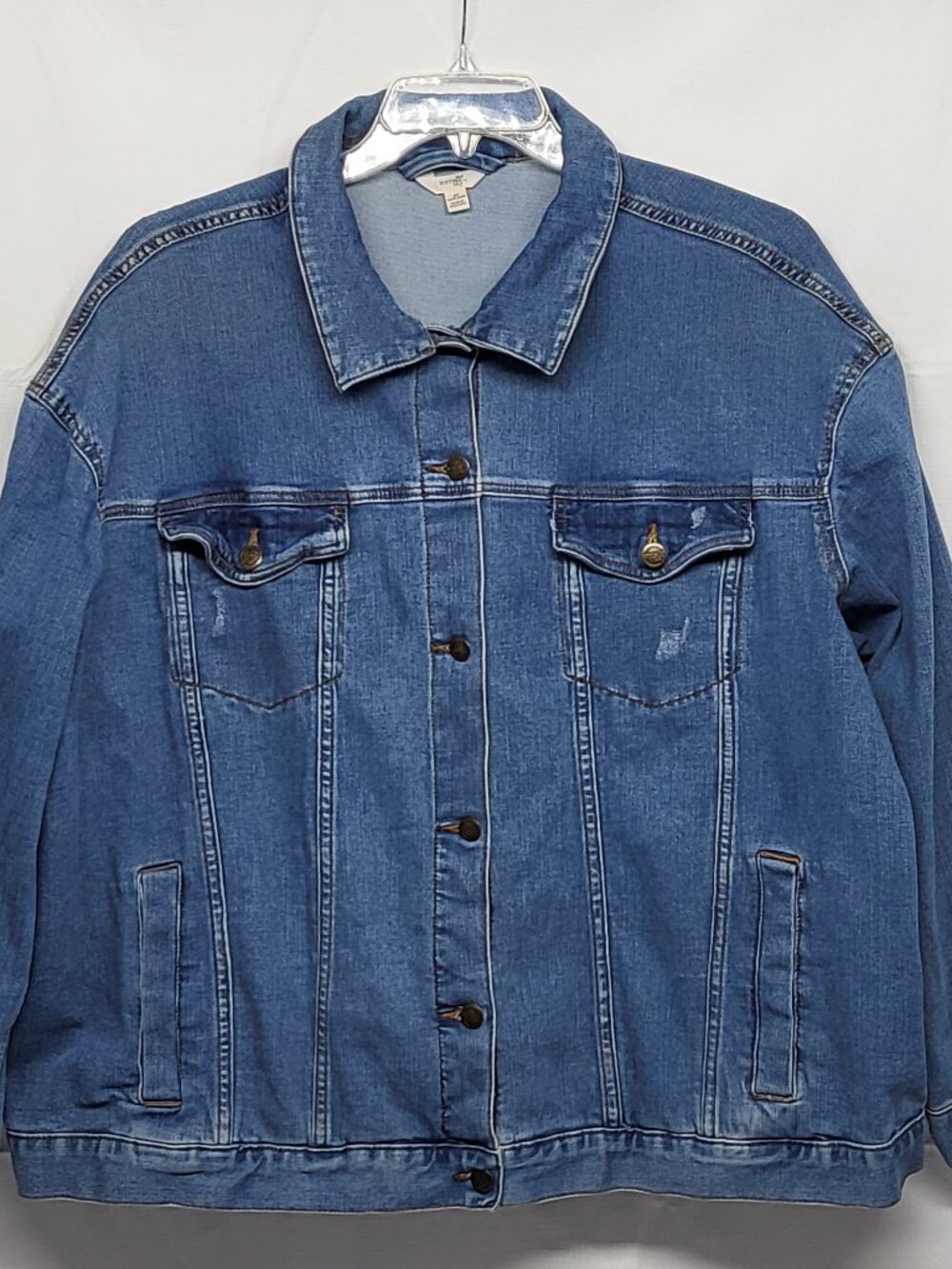 Terra Sky Womens Denim Trucker Jacket 3X Button Up Heavyweight